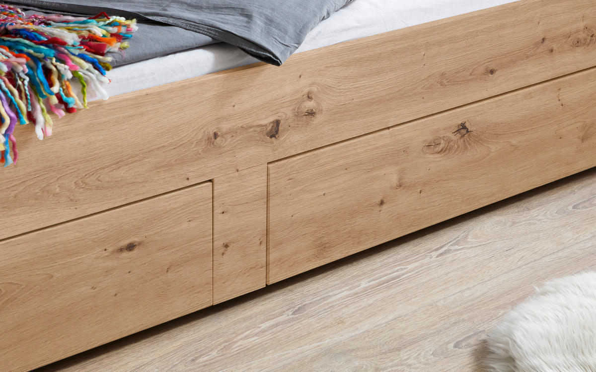 AUSZIEHBETT 90-180/200 cm  in Dunkelgrau, Eiche Artisan  - Dunkelgrau/Buchefarben, KONVENTIONELL, Holzwerkstoff (90-180/200cm) - Carryhome