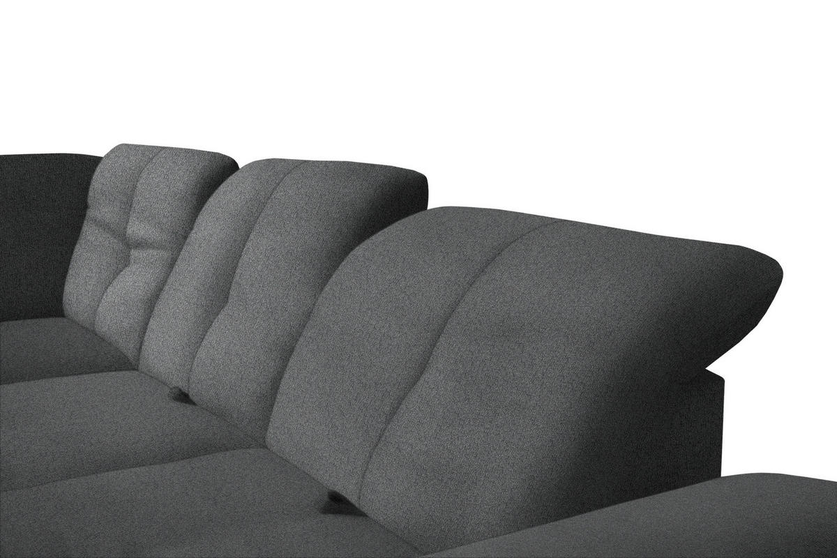 ECKSOFA in Flachgewebe Dunkelgrau  - Dunkelgrau/Schwarz, Design, Textil/Metall (313/242cm) - Xora