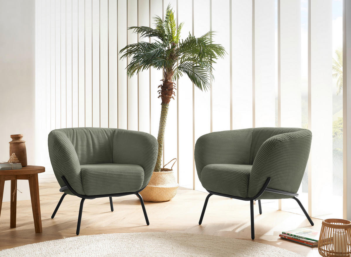 COCKTAILSESSEL Cord Olivgrün  - Olivgrün, Design, Textil (79/71/74cm) - Lomoco