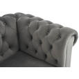 CHESTERFIELD-SOFA Samt Grau, Schwarz  - Schwarz/Grau, Trend, Holz/Textil (165/73/87cm) - Xora