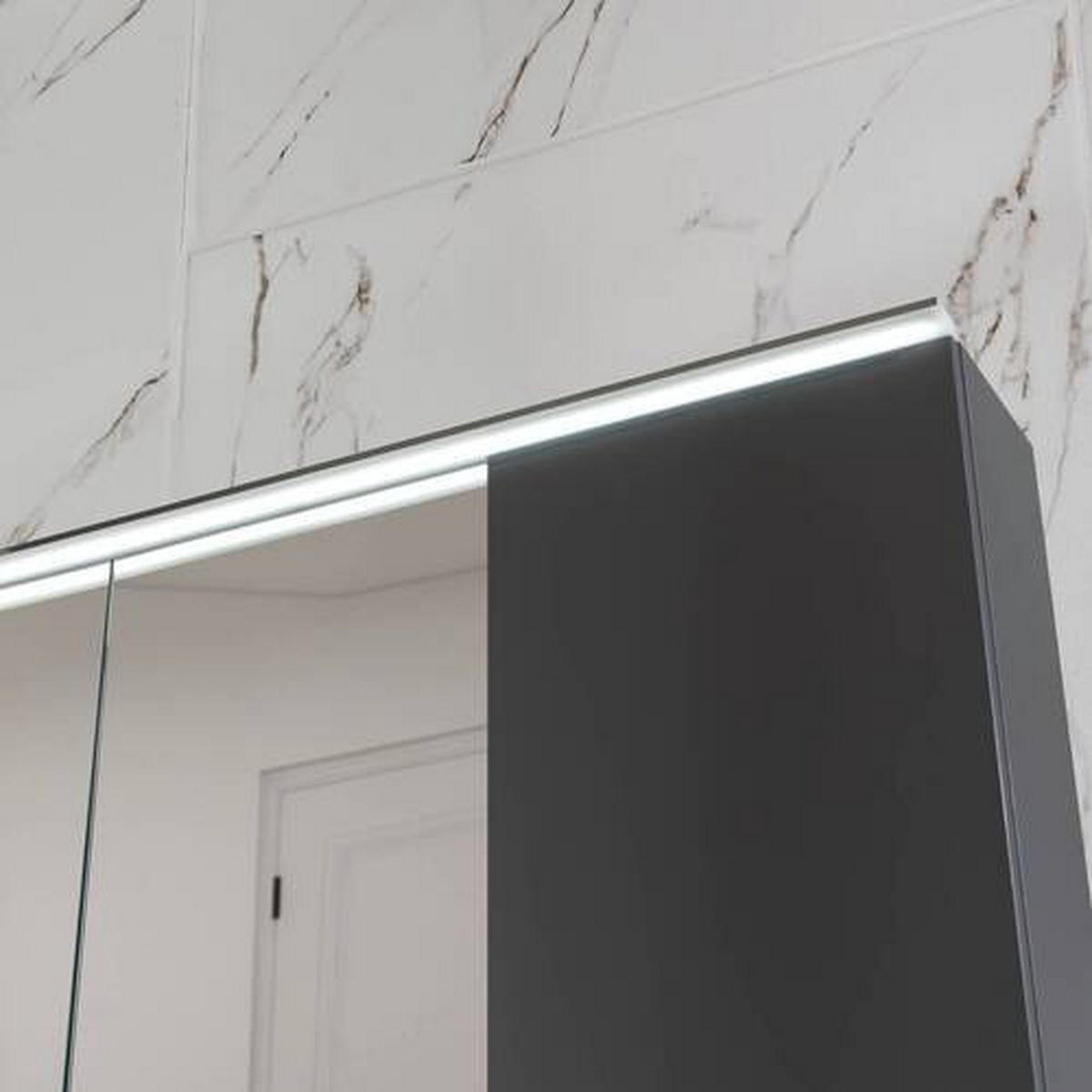 SALLE DE BAIN  in 207 cm  - Weiss/Graubraun, Modern, Glas/Holz (207cm) - Novel