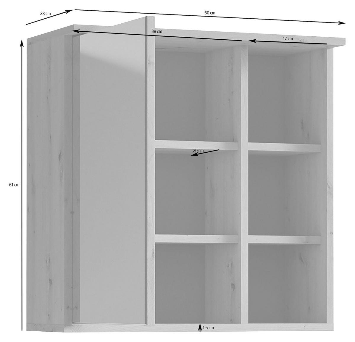 SPIEGELSCHRANK 60/61/28 cm  - Anthrazit/Eiche Artisan, MODERN, Glas/Holzwerkstoff (60/61/28cm) - MID.YOU