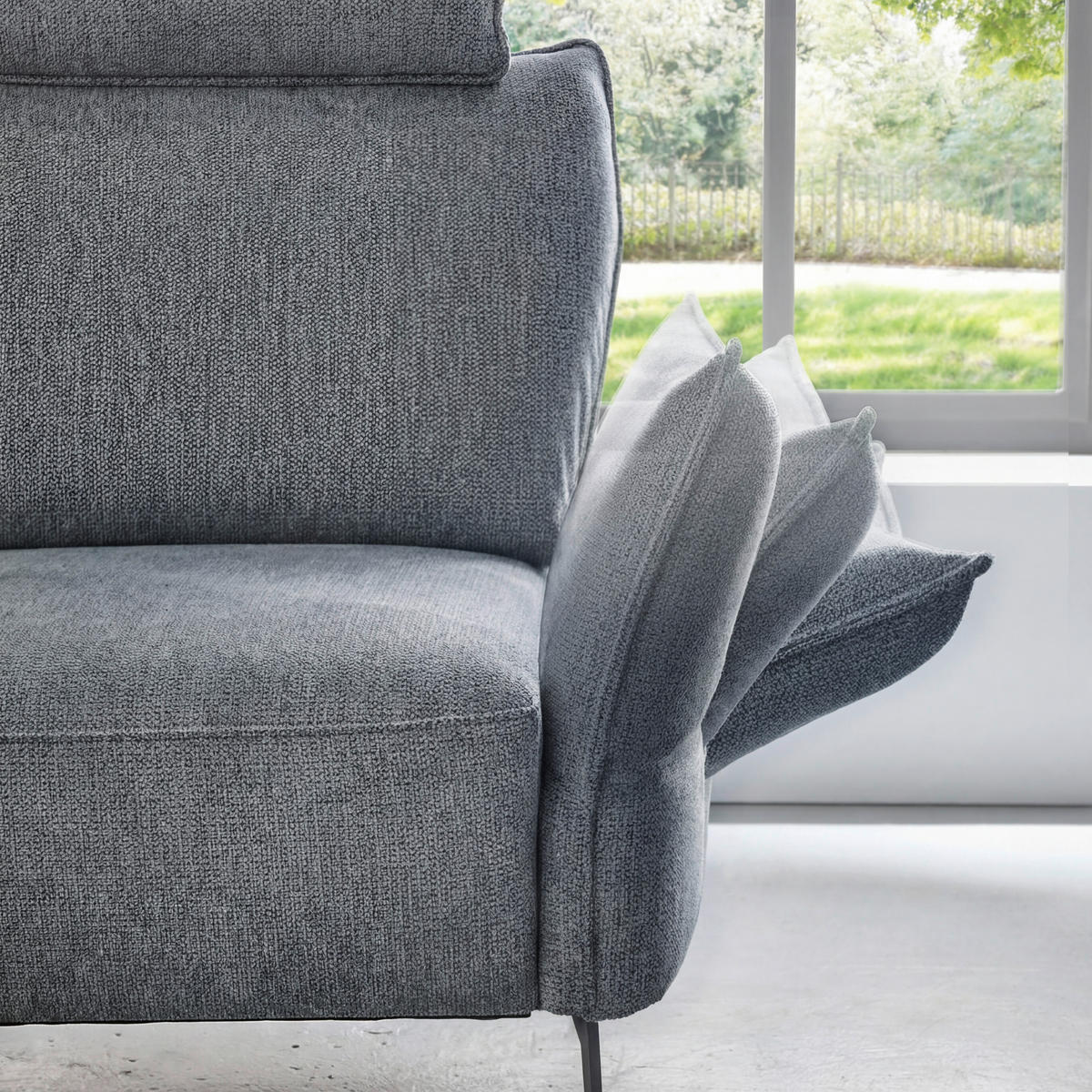 RÉCAMIERE Chenille Dunkelgrau  - Dunkelgrau/Schwarz, Konventionell, Textil/Metall (206/90/92cm) - Elegando