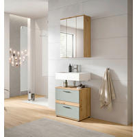 BADEZIMMER 2-teilig  in 60 cm  - Salbeigrün/Schwarz, Trend, Glas/Holzwerkstoff (60cm) - MID.YOU