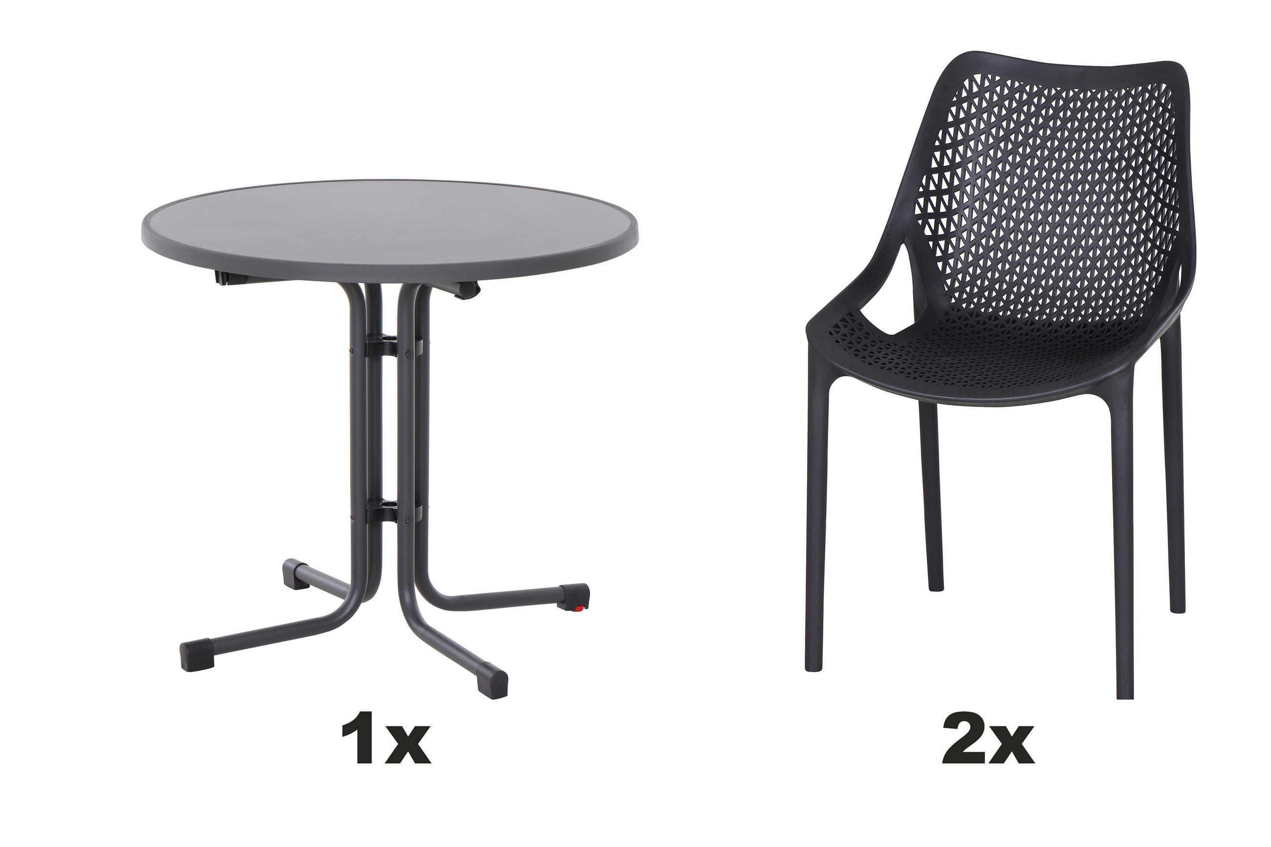 GARTENGARNITUR 3-teilig  - Anthrazit, Basics, Holzwerkstoff/Kunststoff (80/81/80cm) - Siena Garden