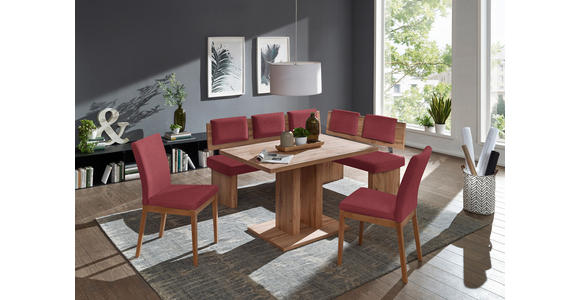 ECKBANKGRUPPE in Textil, Holzwerkstoff Rot, Eichefarben - Eichefarben/Rot, KONVENTIONELL, Holzwerkstoff/Textil - Cantus