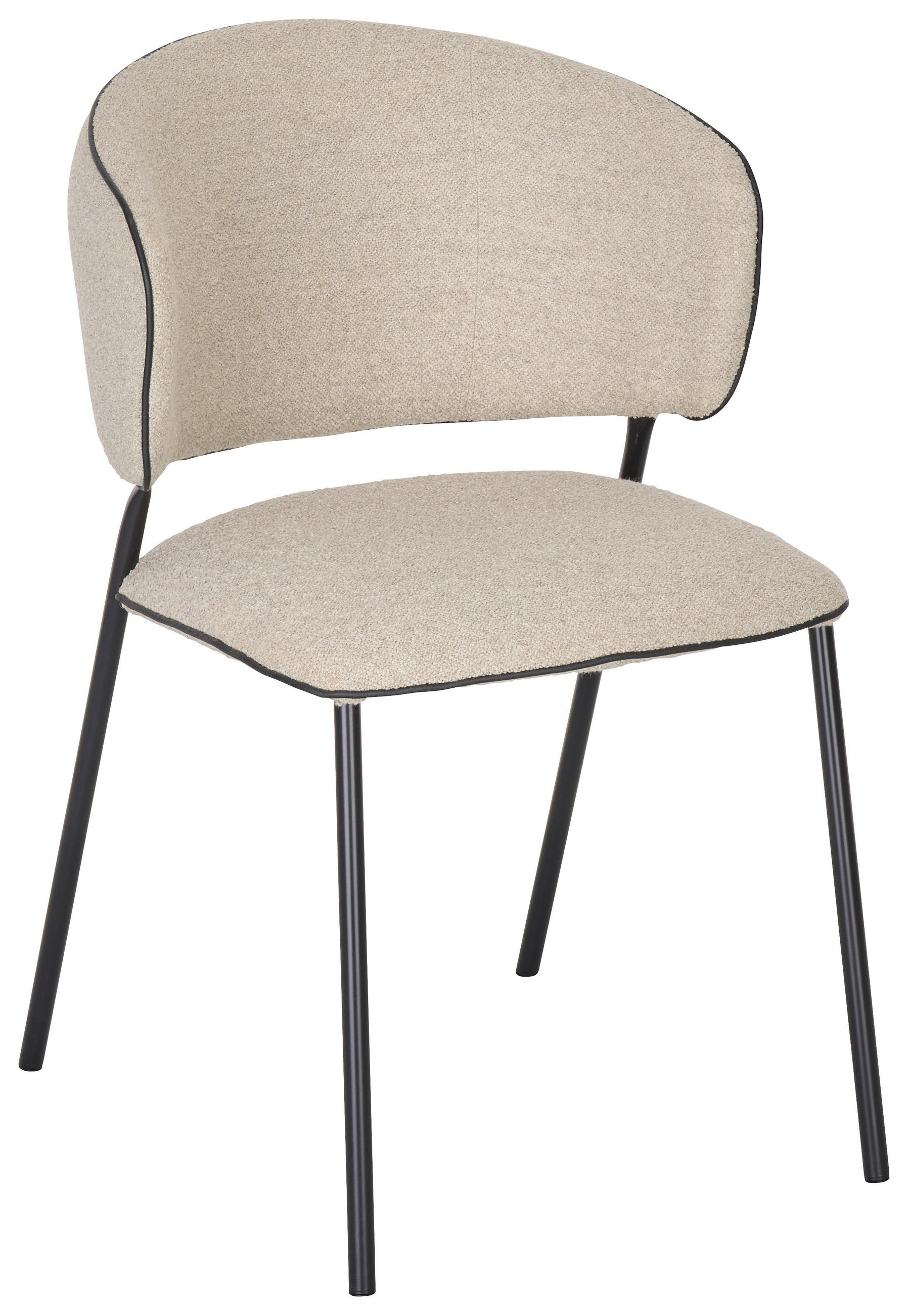 STUHL Mikrofaser Naturfarben, Schwarz  - Schwarz/Naturfarben, Natur, Textil/Metall (56/82,5/62cm) - Voglauer