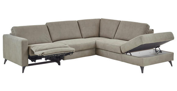 ECKSOFA Dieter Knoll Beigebraun Mikrofaser  - Beigebraun/Schwarz, Design, Textil/Metall (269/238cm) - Dieter Knoll