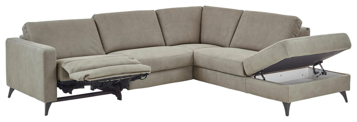 ECKSOFA Dieter Knoll Beigebraun Mikrofaser  - Beigebraun/Schwarz, Design, Textil/Metall (269/238cm) - Dieter Knoll