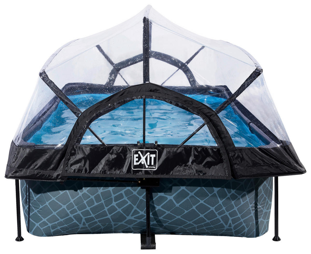 POOL-SET STONE 220/150/65 cm  - Grau, KONVENTIONELL, Metall (220/150/65cm) - EXIT Toys