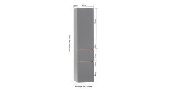 HOCHSCHRANK 40/180/35 cm - Silberfarben/Graphitfarben, Natur, Holzwerkstoff (40/180/35cm) - Xora