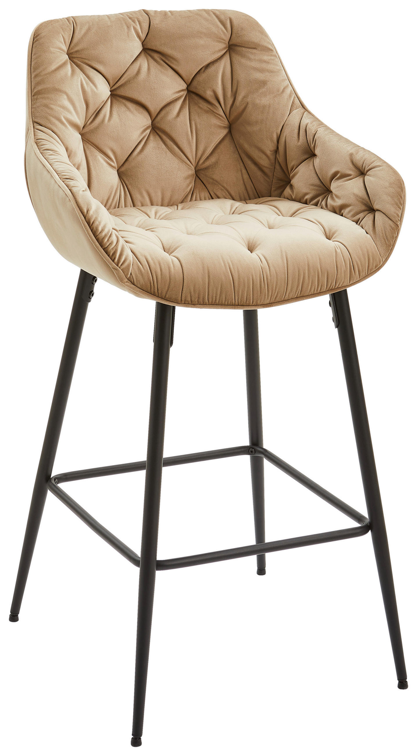 BARHOCKER Samt Schwarz, Taupe Eisen Pappel Sperrholz  - Taupe/Schwarz, MODERN, Holz/Textil (55/105/57cm) - Livetastic