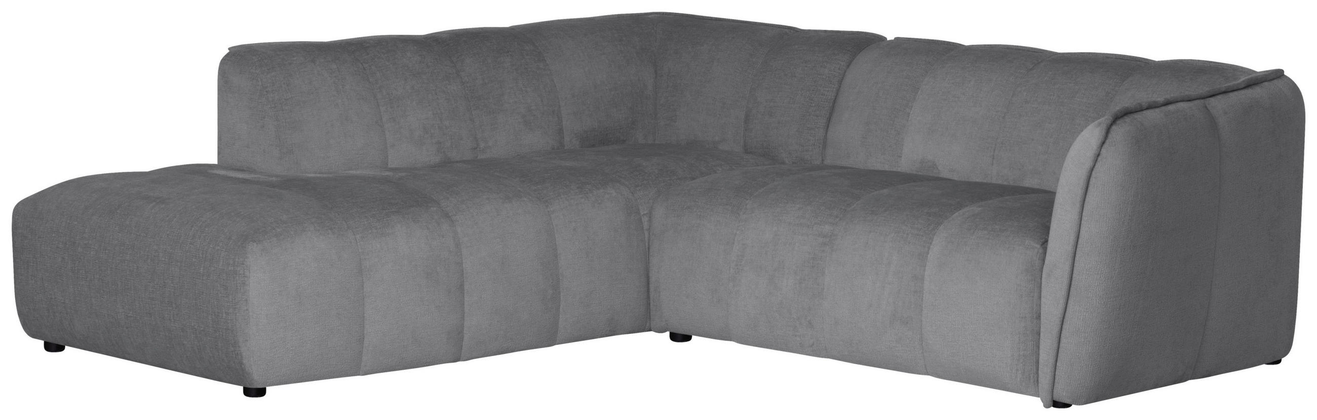 ECKSOFA Chenille Hellgrau  - Hellgrau/Schwarz, Design, Textil (218/230cm) - MID.YOU