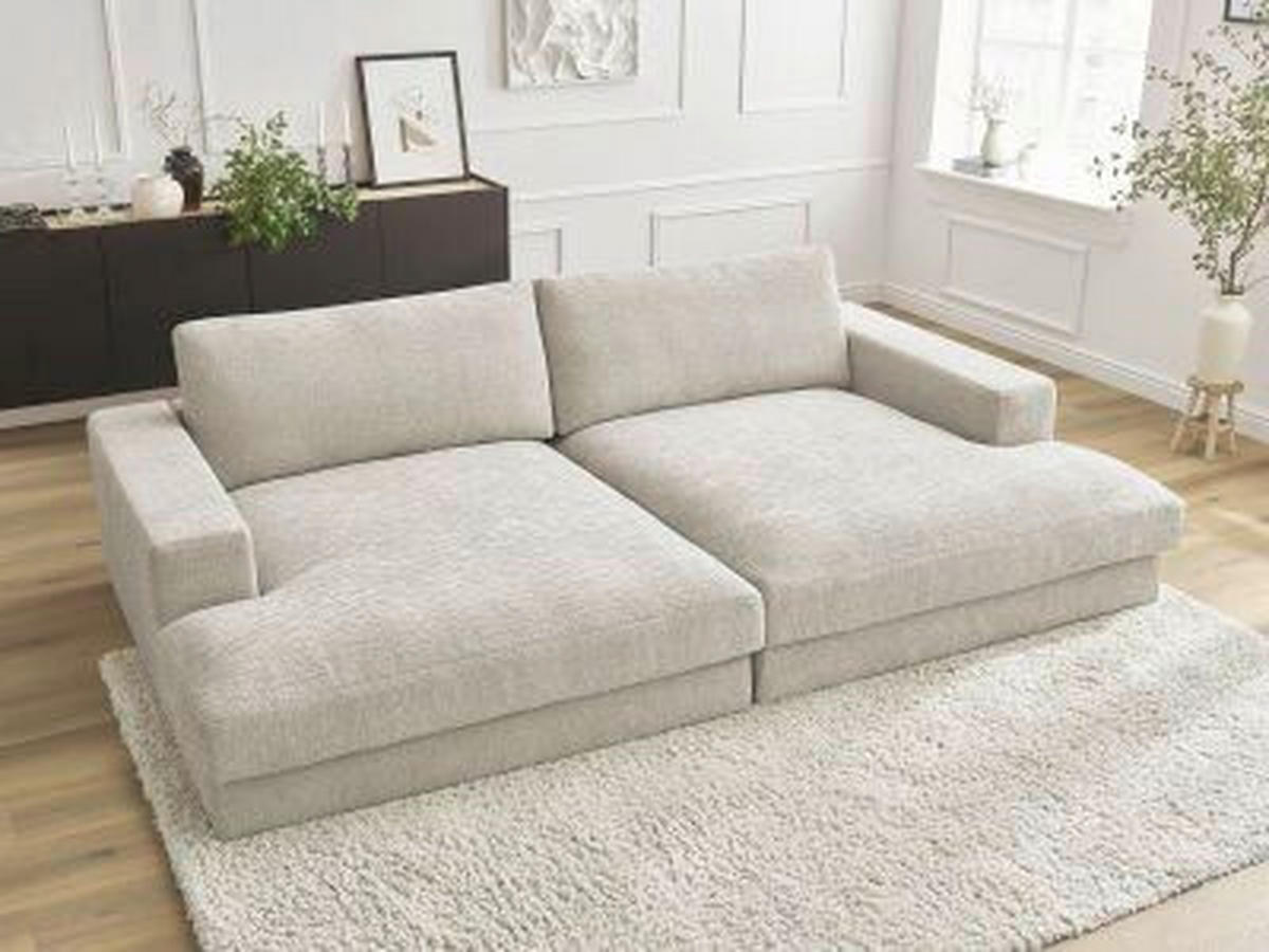 BIGSOFA LEONARD Struktur Beige  - Beige/Schwarz, MODERN, Kunststoff/Textil (274/77/159cm)