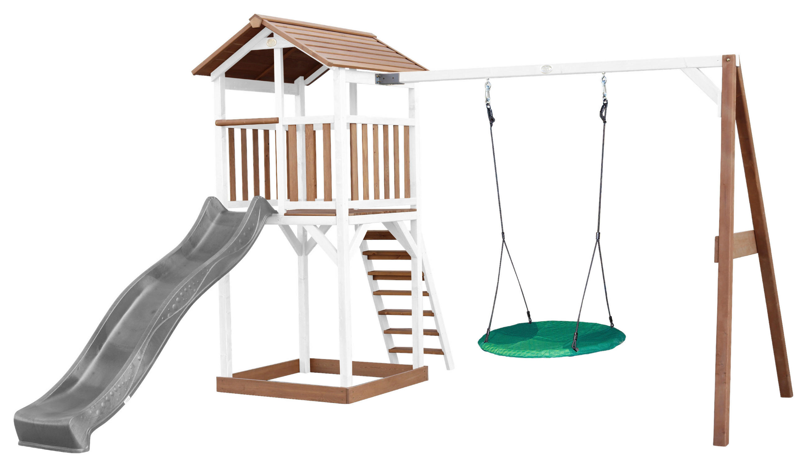 SPIELTURM  - Braun/Weiß, KONVENTIONELL, Holz/Kunststoff (356,6/241,9/349cm) - Ambia Garden