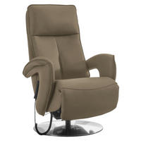 RELAXSESSEL Leder Beige  - Chromfarben/Beige, Design, Leder/Metall (77/110/87cm) - Valdera