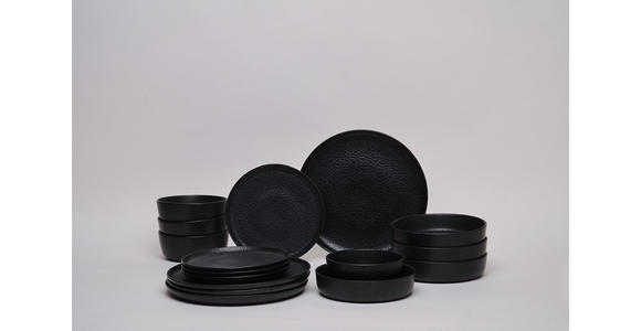 KOMBISERVICE Schwarz Mika black 16-teilig 4 Personen  - Schwarz, Trend, Keramik - Novel