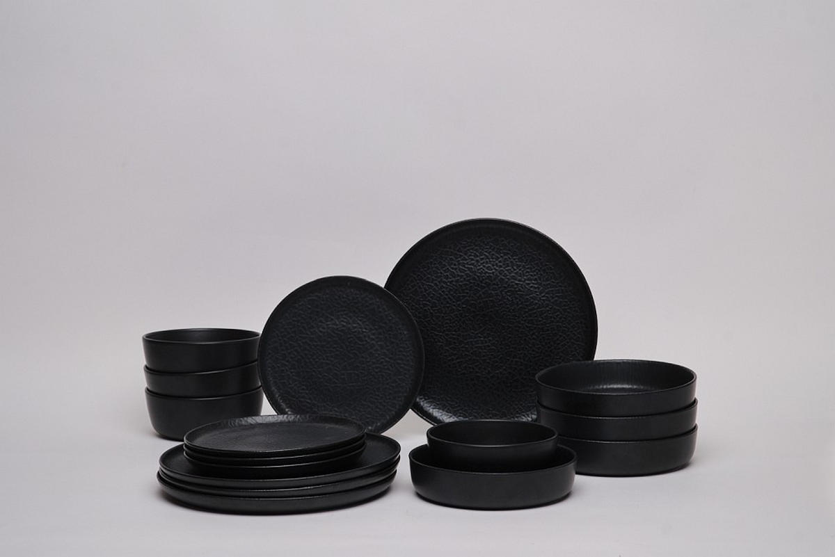 ÉTKÉSZLET 16 részes  - fekete, Trend, kerámia - Novel