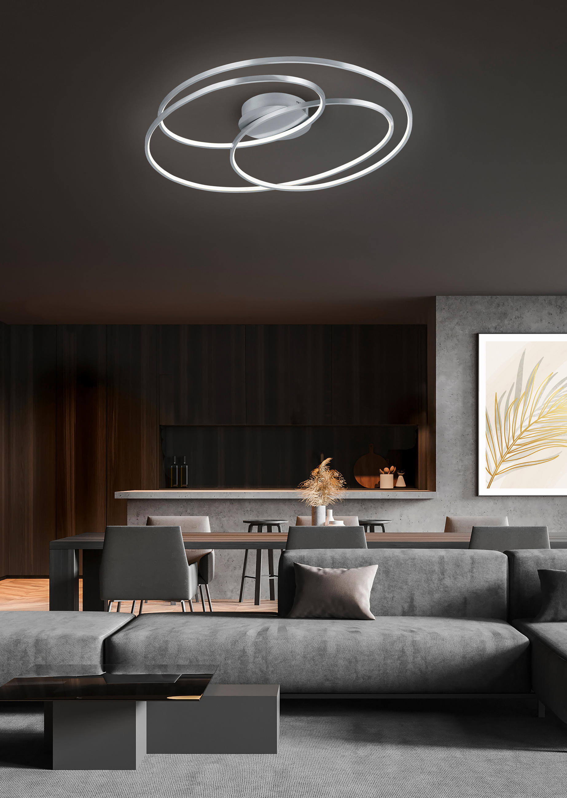 LED-DECKENLEUCHTE 50 W     - Nickelfarben, Design, Metall (80/14/65cm) - Trio Leuchten