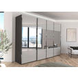 SCHWEBETÜRENSCHRANK  in Graphitfarben, Seidengrau  - Chromfarben/Seidengrau, Design, Glas/Holzwerkstoff (316/235/68cm) - Novel