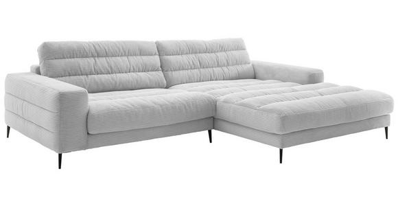 ECKSOFA Grau Cord  - Schwarz/Grau, Design, Textil/Metall (296/207cm) - Dieter Knoll