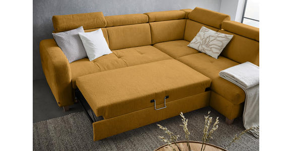 ECKSOFA in Samt Senfgelb  - Senfgelb, Design, Holz/Textil (261/206cm) - Venda