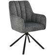 ARMLEHNSTUHL  Sitzfläche 360° drehbar Leinenoptik  Grau, Schwarz  - Schwarz/Grau, Design, Textil/Metall (57/91/65cm) - Carryhome