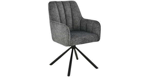 ARMLEHNSTUHL  Sitzfläche 360° drehbar Leinenoptik  Grau, Schwarz  - Schwarz/Grau, Design, Textil/Metall (57/91/65cm) - Carryhome