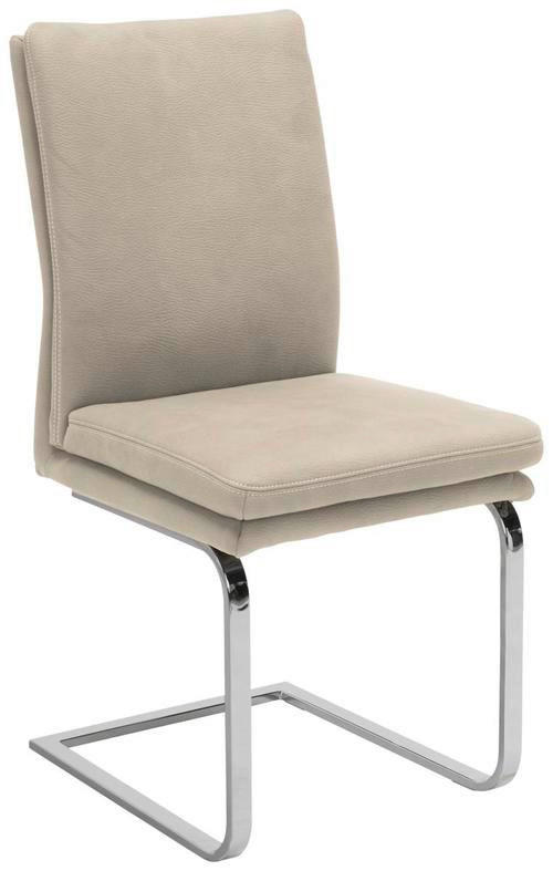 SCHWINGSTUHL  in Stahl Mikrofaser  - Sandfarben/Chromfarben, Design, Textil/Metall (47/100/64cm) - Novel