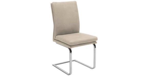 SCHWINGSTUHL in Stahl Mikrofaser - Sandfarben/Chromfarben, Design, Textil/Metall (47/100/64cm) - Novel