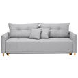 SCHLAFSOFA mit Rücken echt Webstoff Grau - Eichefarben/Grau, Design, Holz/Textil (227/98/113cm) - Carryhome