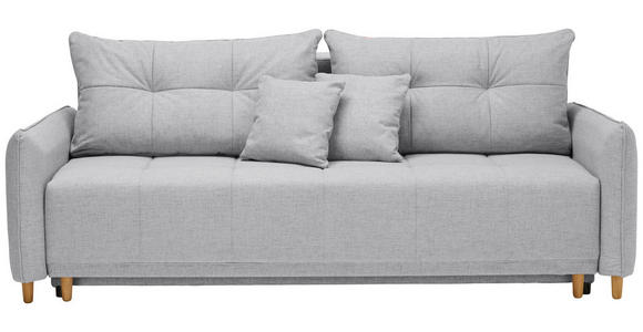 SCHLAFSOFA mit Rücken echt Webstoff Grau - Eichefarben/Grau, Design, Holz/Textil (227/98/113cm) - Carryhome