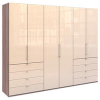 FALTTÜRENSCHRANK in Trüffeleichefarben, Magnolie  - Chromfarben/Magnolie, Konventionell, Glas/Holzwerkstoff (300/236/58cm) - Venda