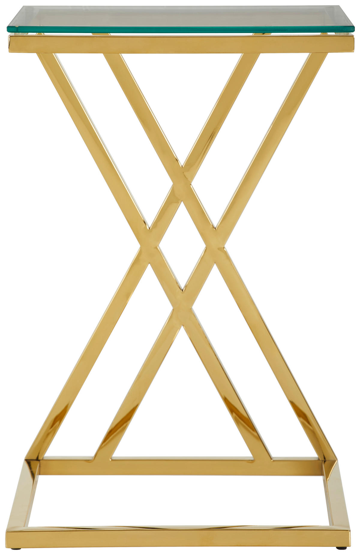 BEISTELLTISCH 40/40/60 cm Klar, Goldfarben quadratisch  - Klar/Goldfarben, Trend, Glas/Metall (40/40/60cm) - Xora