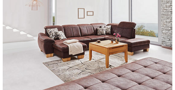 WOHNLANDSCHAFT Braun - Eichefarben/Beige, LIFESTYLE, Textil (185/343/243cm) - Voleo