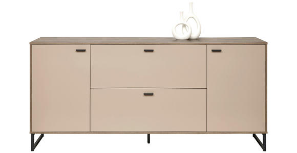 SIDEBOARD Eichefarben, Hellgrau Einlegeböden  - Eichefarben/Anthrazit, MODERN, Holzwerkstoff/Metall (184/85/44cm) - Carryhome