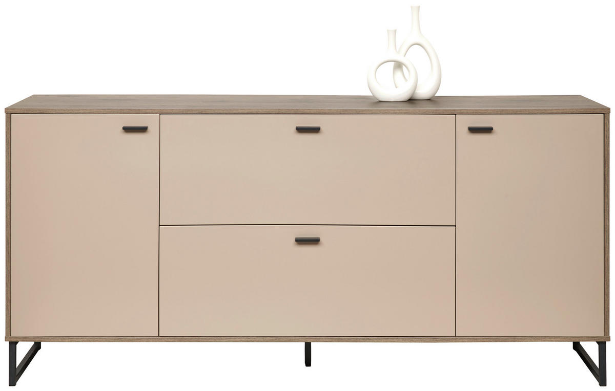SIDEBOARD  in 184/85/44 cm  - Eichefarben/Anthrazit, MODERN, Holzwerkstoff/Metall (184/85/44cm) - Hom`in