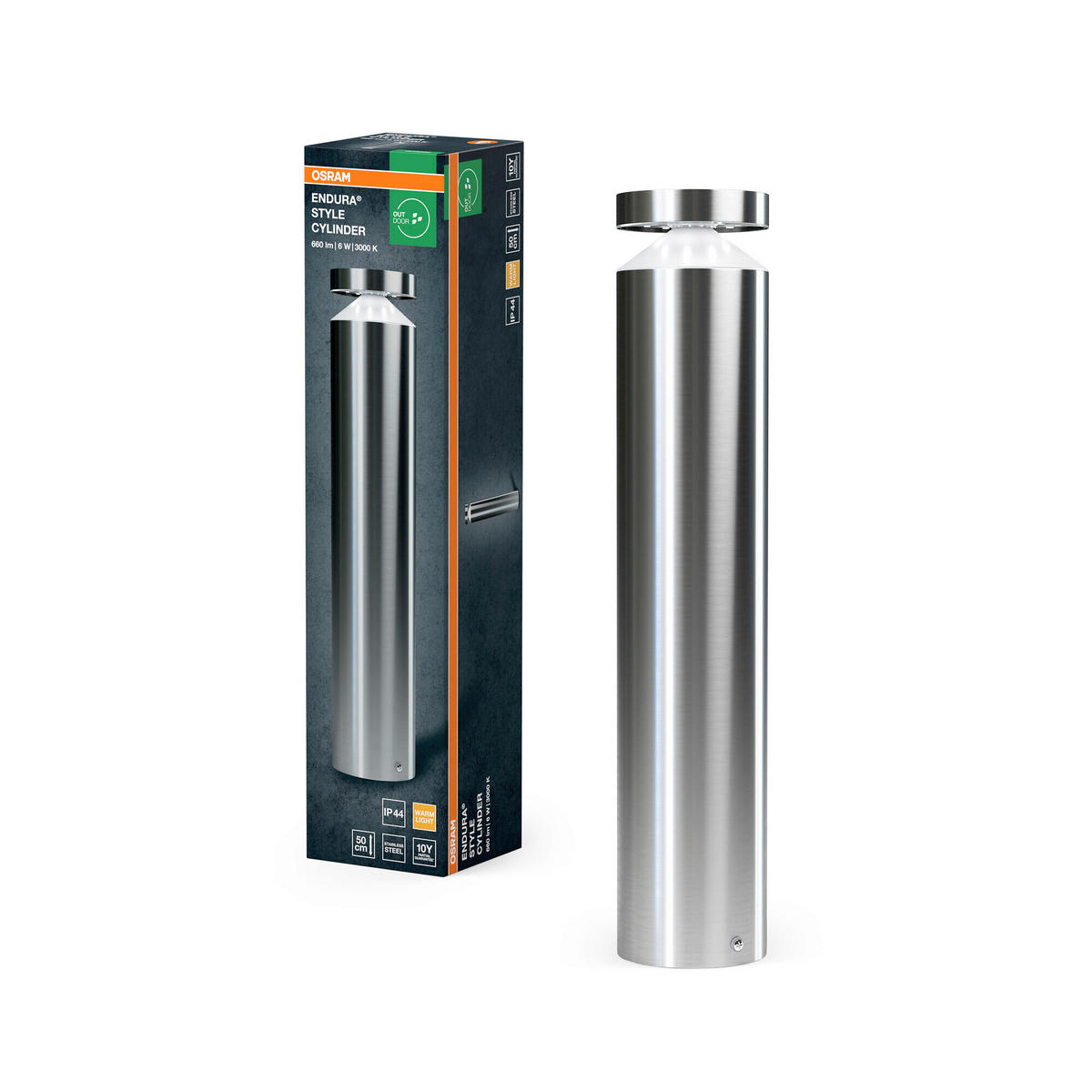 LED-AUßENLEUCHTE 10,1/50 cm   - Edelstahlfarben, Basics, Kunststoff/Metall (10,1/50cm) - Osram