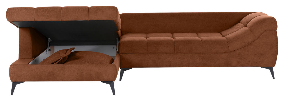 ECKSOFA in Flachgewebe Braun  - Schwarz/Braun, Design, Textil/Metall (224/307cm) - Stylife