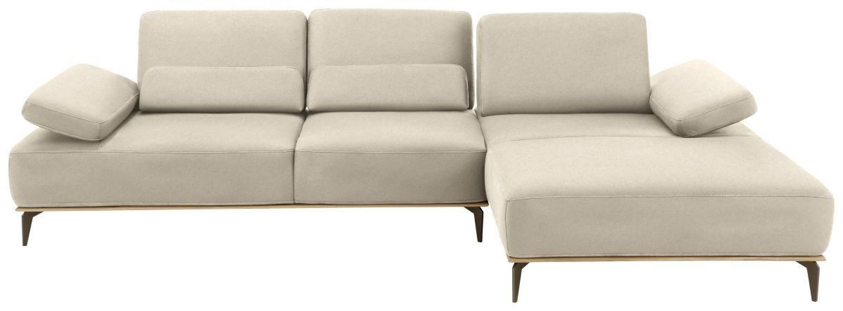 ECKSOFA in Mikrofaser Beige  - Beige/Bronzefarben, Natur, Textil/Metall (298/176cm) - Valnatura