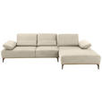 ECKSOFA in Mikrofaser Beige  - Beige/Bronzefarben, Natur, Textil/Metall (298/176cm) - Valnatura