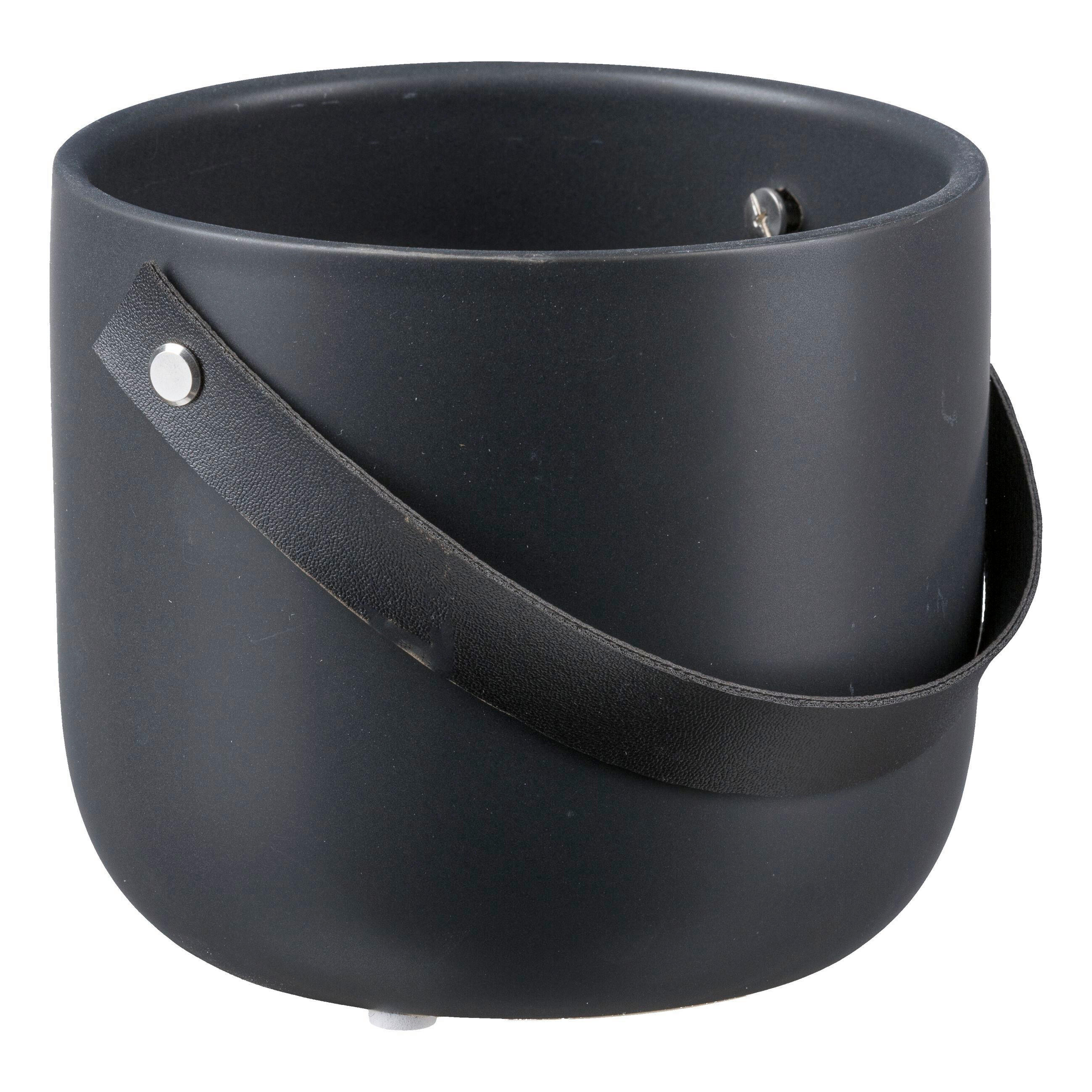 ÜBERTOPF   - Schwarz, Basics, Leder/Keramik (14/12/14cm)