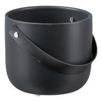 ÜBERTOPF   - Schwarz, Basics, Leder/Keramik (14/12/14cm)