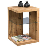 BEISTELLTISCH 40/40/60 cm Eichefarben quadratisch  - Eichefarben, Basics, Glas/Holzwerkstoff (40/40/60cm) - Xora