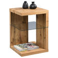 BEISTELLTISCH 40/40/60 cm Eichefarben quadratisch  - Eichefarben, Basics, Glas/Holzwerkstoff (40/40/60cm) - Xora