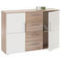 KOMMODE Eichefarben, Weiß - Eichefarben/Silberfarben, Design, Holzwerkstoff/Kunststoff (132/91/38cm) - CARRYHOME