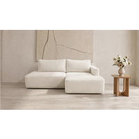 ECKSOFA FREDO Creme Bouclé  - Creme/Schwarz, Design, Kunststoff/Textil (233/150cm) - MID.YOU