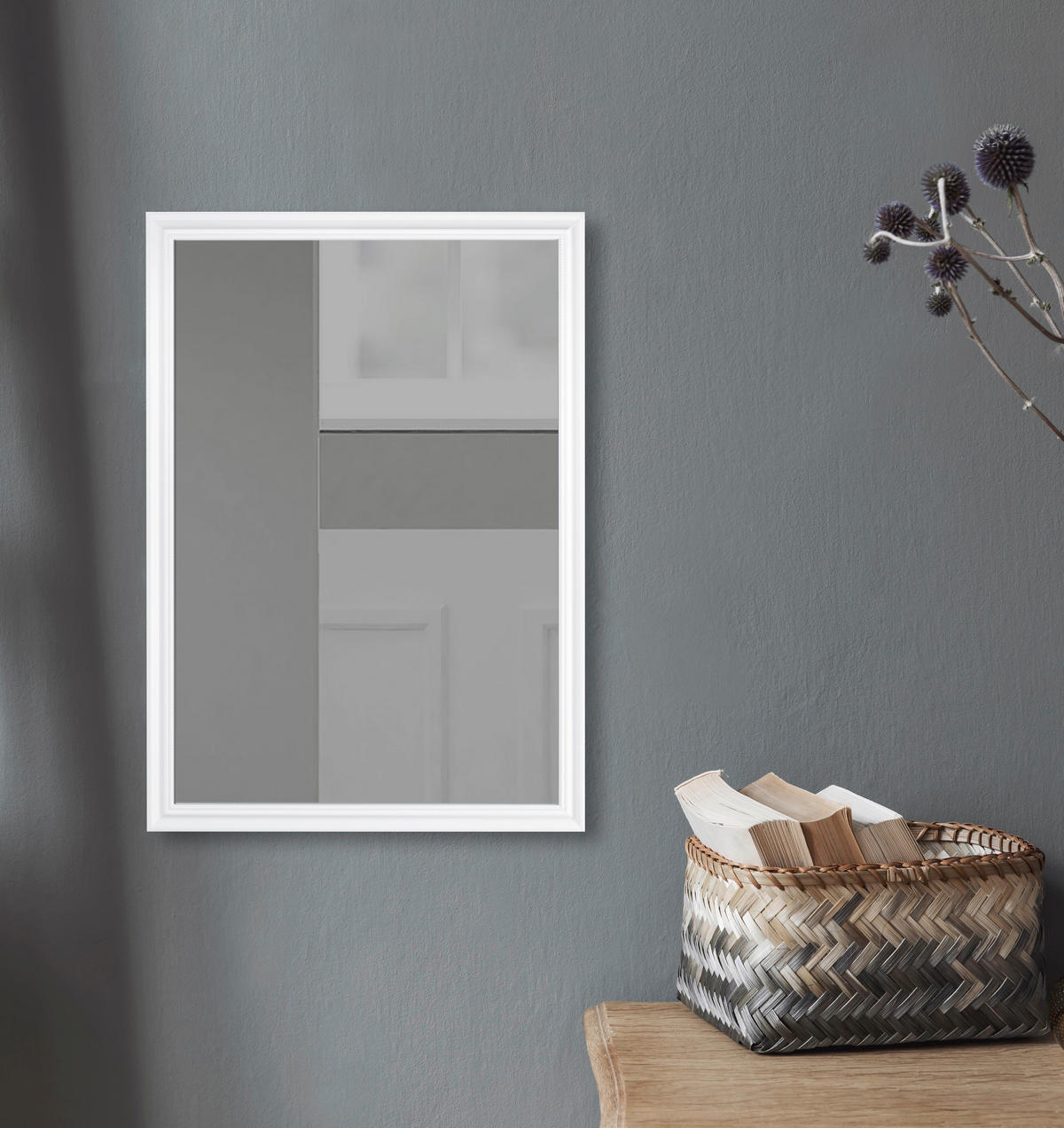 WANDSPIEGEL 50/70/2 cm  - Weiß, Trend, Glas/Kunststoff (50/70/2cm) - Boxxx