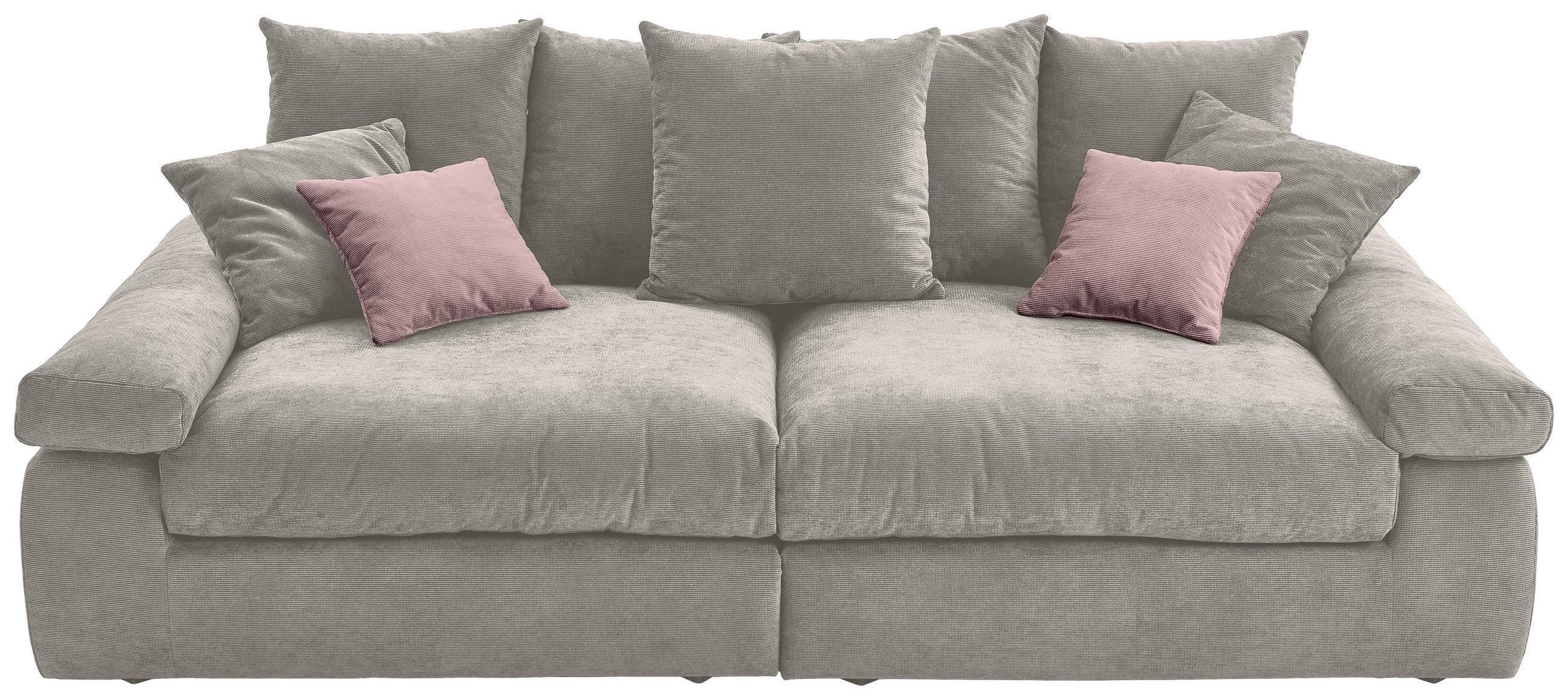 BIGSOFA Feincord Grau, Rosa  - Schwarz/Rosa, Design, Kunststoff/Textil (260/90/140cm) - Carryhome