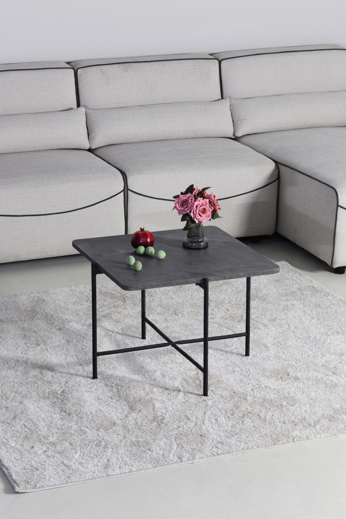 COUCHTISCH 60/45/60 cm quadratisch Grau  - Schwarz/Grau, Design, Holzwerkstoff/Metall (60/45/60cm) - MID.YOU